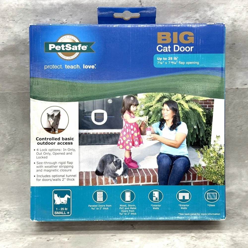 PetSafe Big Cat Exterior Door Swing 4 Lock Options Extra Security Magnetic 25lb